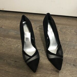 Nine West Black Stiletto Heels with Mesh Panels
